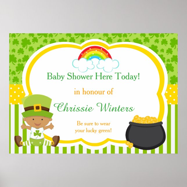 St Patricks afroamerikansk pojke baby shower Poster (Framsidan)