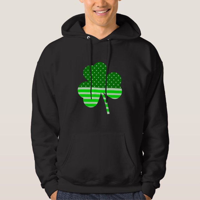 st patricks american klöver shamrock grönt hoodie (Framsida)