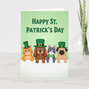 St Patricks Animal Friends Holiday Card Kort