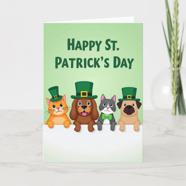 St Patricks Animal Friends Holiday Card Kort (Framsida)