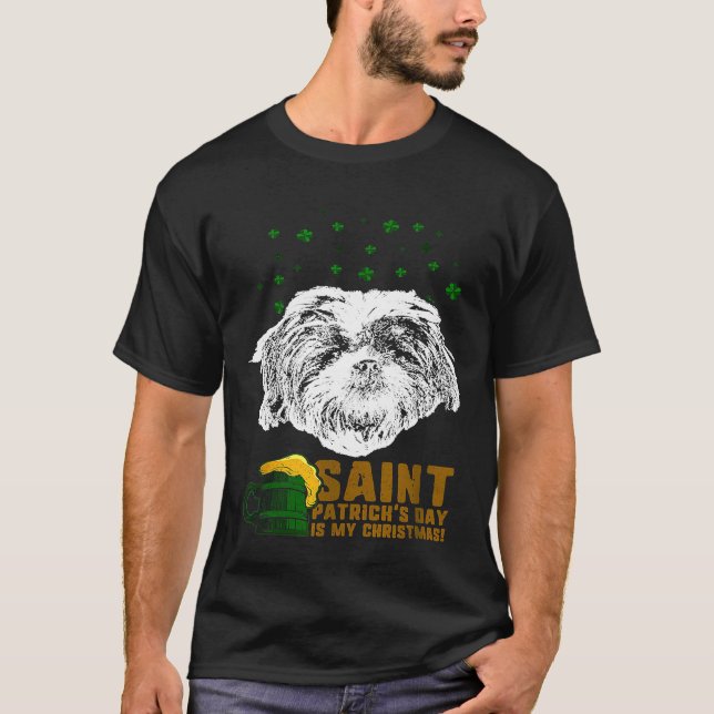 St Patricks är Julafton Shih Tzu T Shirt (Framsida)