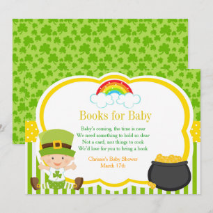 St Patricks Baby Shower Bokar för Baby Inbjudningar