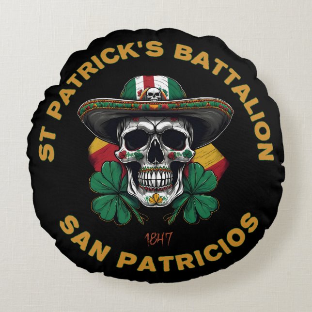 St Patricks bataljon San Patricios irländsk mexika Rund Kudde (Framsidan)