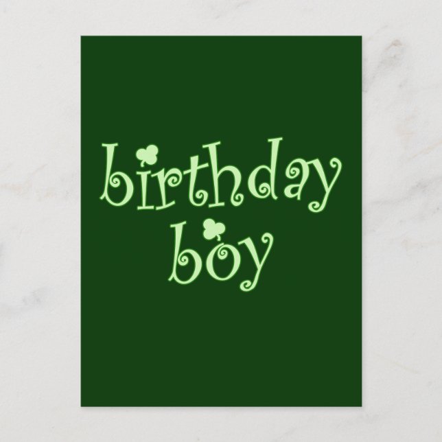 St Patrick's Birthday Boy med Shamrocks Vykort (Framsida)