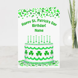 St Patrick's Birthday Cake Custom Candles Greeting Kort
