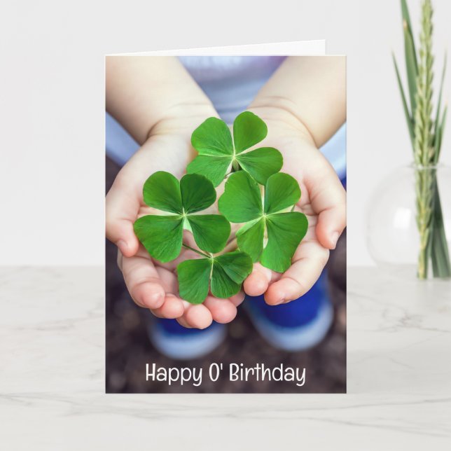 St. Patrick's Birthday Four-Löv Klöver Helgkort (Framsida)