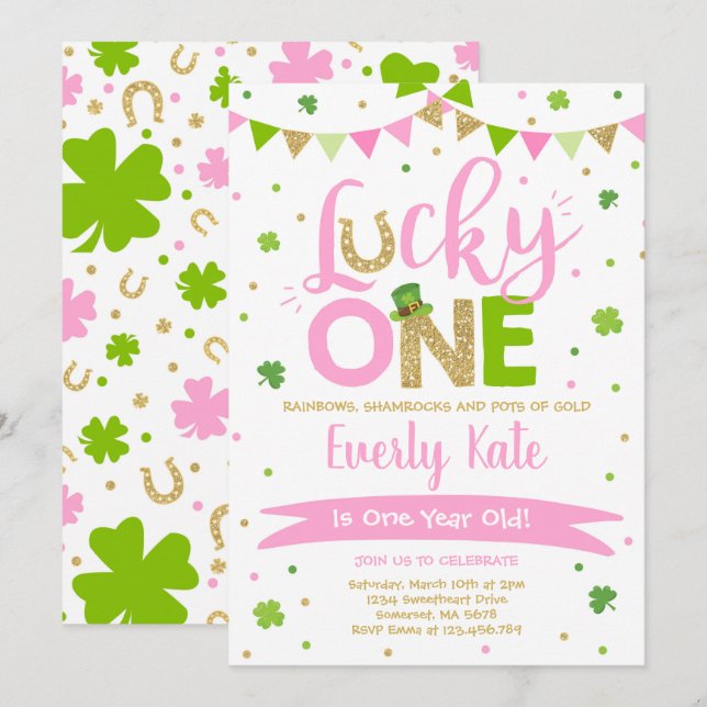 St. Patrick's Birthday-inbjudan Lucky One Party Inbjudningar (Fram/baksida)