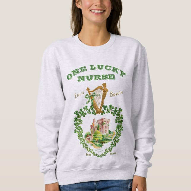 St Patrick's Blarney Castle Irish Harp Lucky Nurse T Shirt (Framsida)