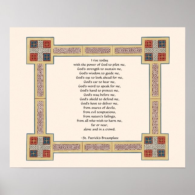 St. Patrick's Breastplate Prayer med keltiska knot Poster (Framsidan)