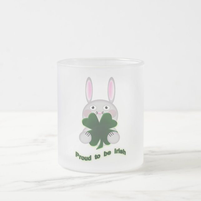 St. Patricks Bunny Proud som ska bli Irish Shamroc Frostad Glasmugg (Center)