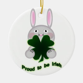 St. Patricks Bunny Proud som ska bli Irish Shamroc Julgransprydnad Keramik