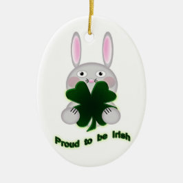 St. Patricks Bunny Proud som ska bli Irish Shamroc Julgransprydnad Keramik