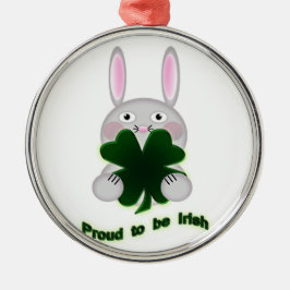 St. Patricks Bunny Proud som ska bli Irish Shamroc Julgransprydnad Metall