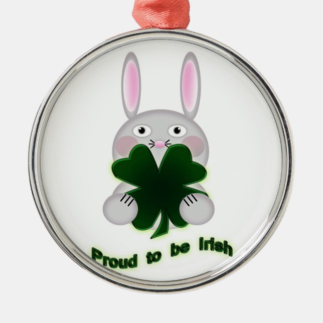 St. Patricks Bunny Proud som ska bli Irish Shamroc Julgransprydnad Metall (Framsidan)