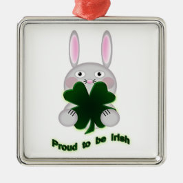 St. Patricks Bunny Proud som ska bli Irish Shamroc Julgransprydnad Metall