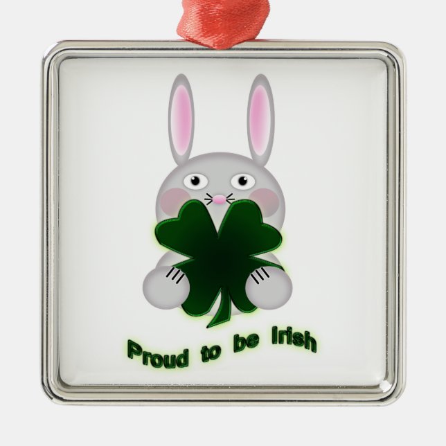 St. Patricks Bunny Proud som ska bli Irish Shamroc Julgransprydnad Metall (Framsidan)