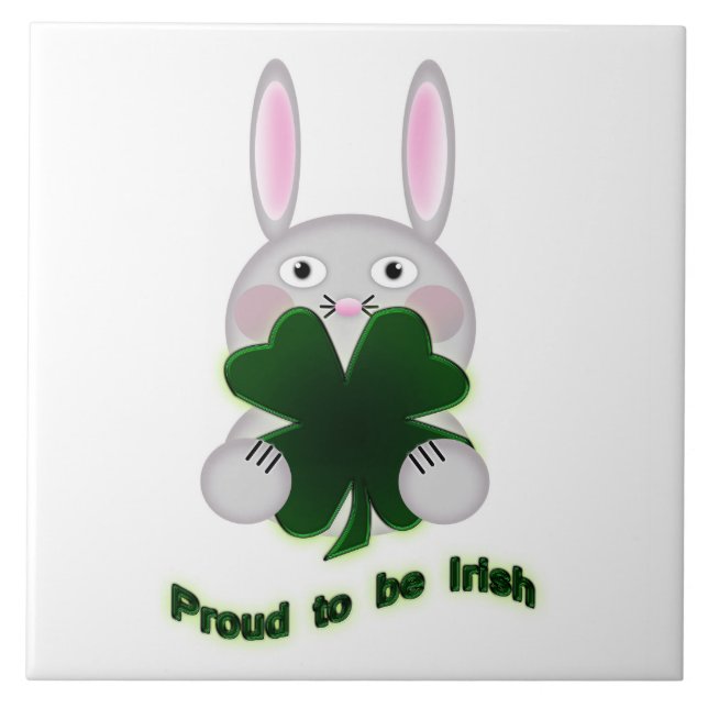 St. Patricks Bunny Proud som ska bli Irish Shamroc Kakelplatta (Framsidan)