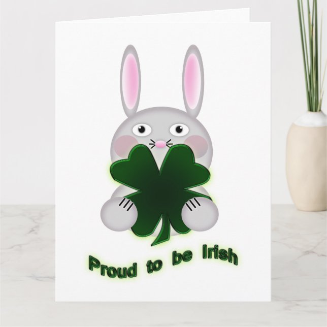 St. Patricks Bunny Proud som ska bli Irish Shamroc Kort (Framsida)