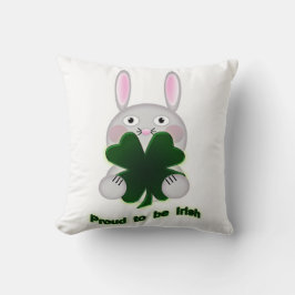 St. Patricks Bunny Proud som ska bli Irish Shamroc Kudde