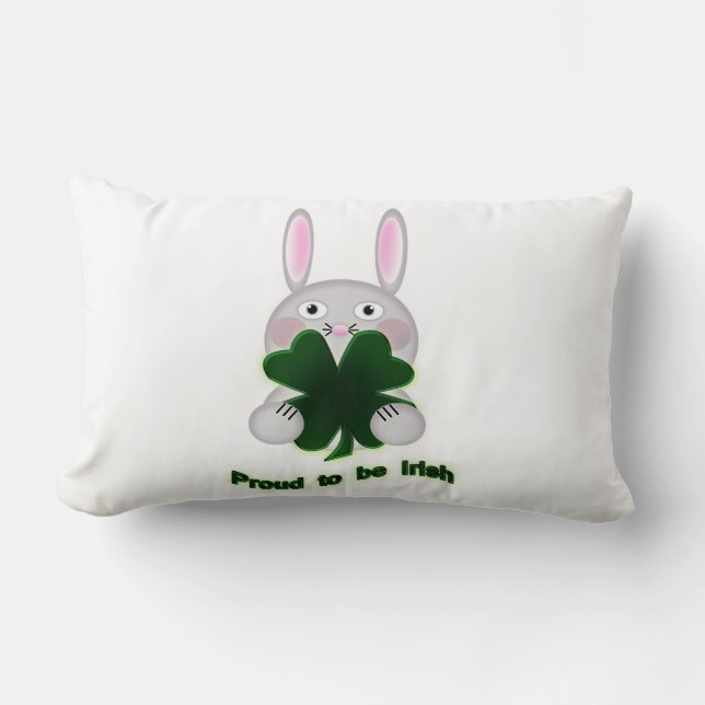 St. Patricks Bunny Proud som ska bli Irish Shamroc Lumbarkudde (Framsida)