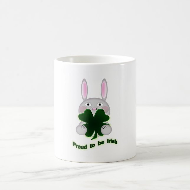 St. Patricks Bunny Proud som ska bli Irish Shamroc Magisk Mugg (Center)