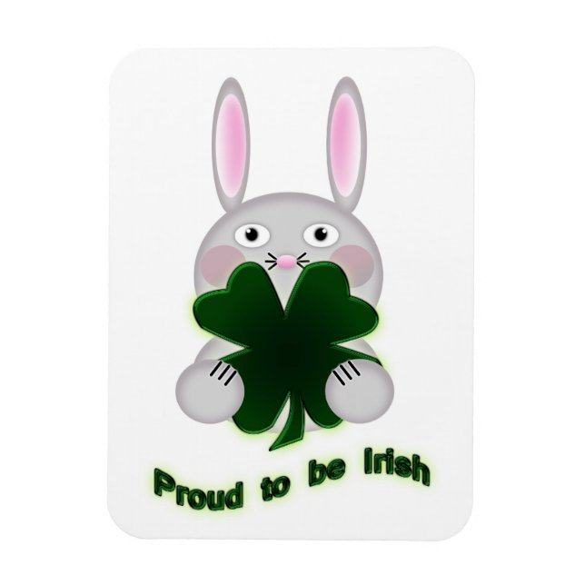 St. Patricks Bunny Proud som ska bli Irish Shamroc Magnet (Vertikal)