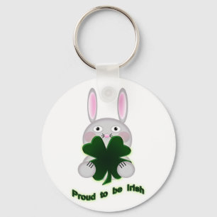 St. Patricks Bunny Proud som ska bli Irish Shamroc Nyckelring
