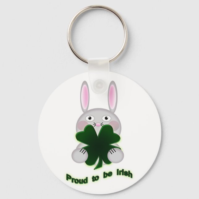 St. Patricks Bunny Proud som ska bli Irish Shamroc Nyckelring (Framsida)