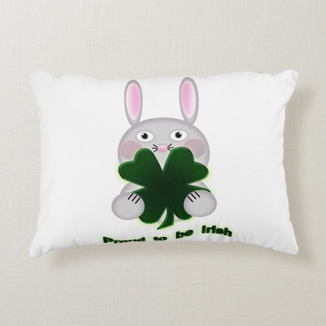 St. Patricks Bunny Proud som ska bli Irish Shamroc Prydnadskudde (Framsidan)