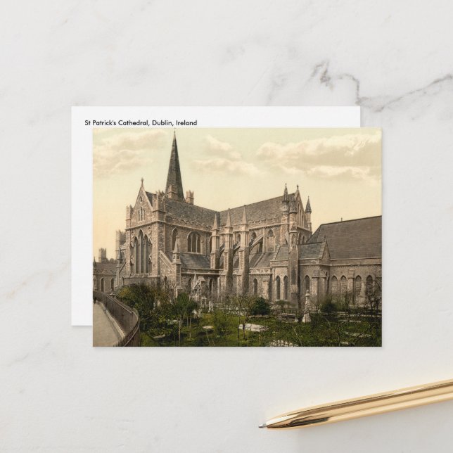 St Patrick's Cathedral Postcard Vykort (Fram/Back In Situ)