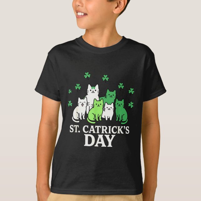 St patricks catricks dag roliga katter  t shirt (Framsida)