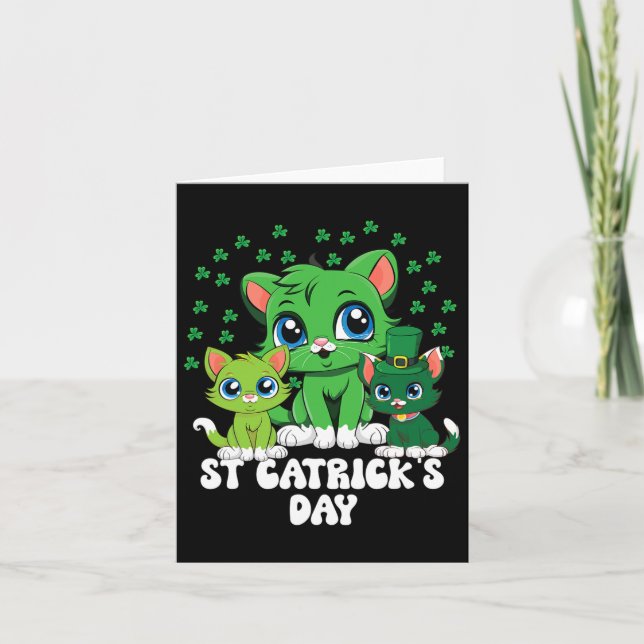 St Patricks Catricks Day Cats Grönt Saint Pattys Kort (Framsida)