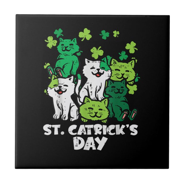 St Patricks Catricks Day Cats Saint Pattys Kakelplatta (Framsidan)