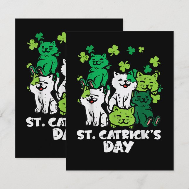 St Patricks Catricks Day Cats Saint Pattys Kort (Fram/baksida)