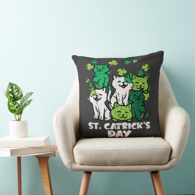 St Patricks Catricks Day Cats Saint Pattys Kudde (Stol)