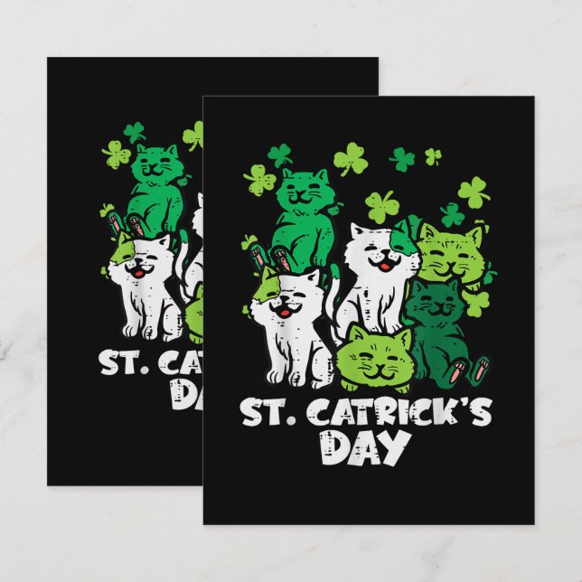 St Patricks Catricks Day Cats Saint Pattys Meddelande (Fram/baksida)