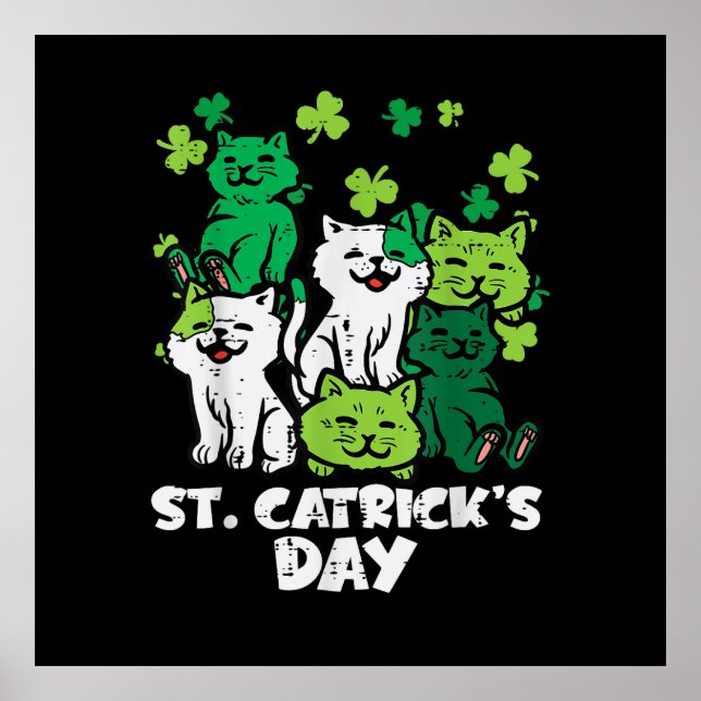 St Patricks Catricks Day Cats Saint Pattys Poster (Framsidan)