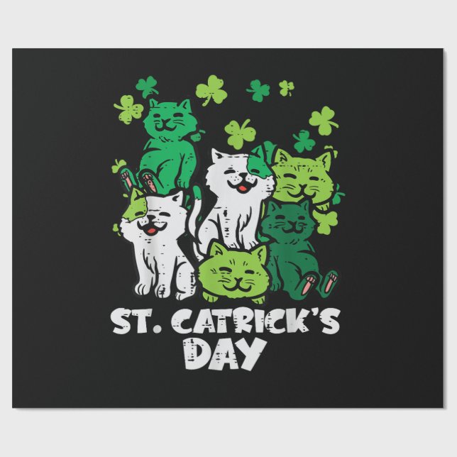 St Patricks Catricks Day Cats Saint Pattys Presentpapper (Platt)