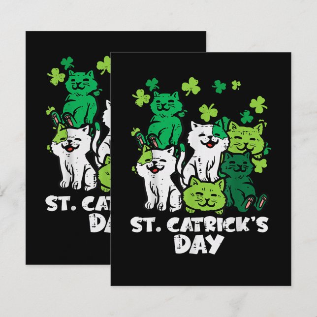 St Patricks Catricks Day Cats Saint Pattys Tack Kort (Fram/baksida)