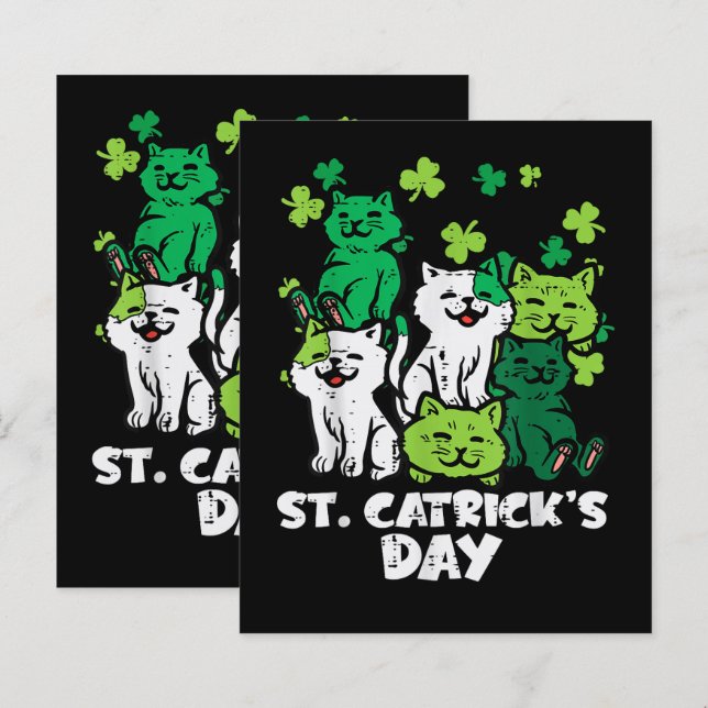 St Patricks Catricks Day Katter Saint Pattys (Fram/baksida)