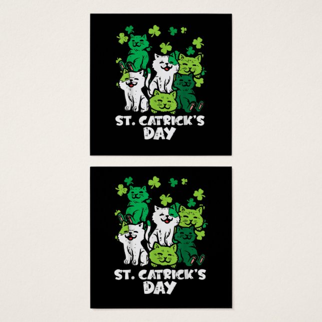 St Patricks Catricks Day Katter Saint Pattys Fyrkantigt Visitkort (Framsida & baksida)