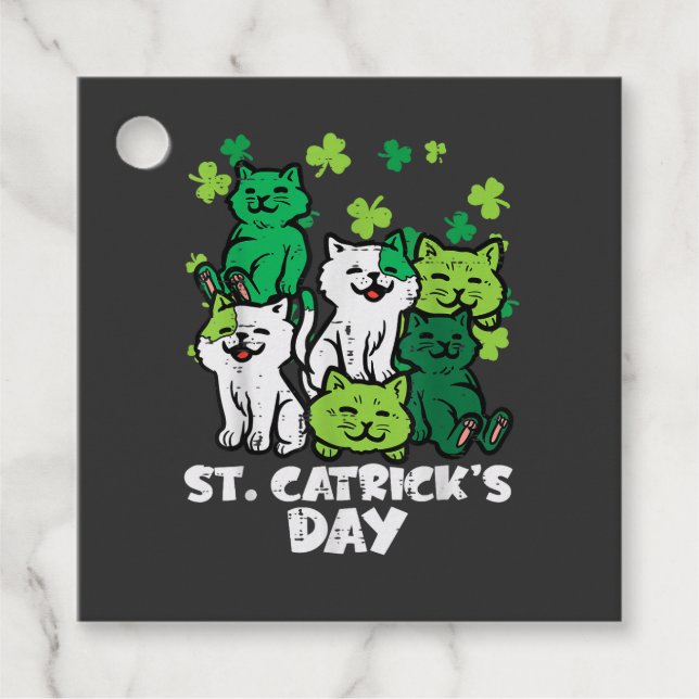St Patricks Catricks Day Katter Saint Pattys Gåvor Etiketter (Framsida)