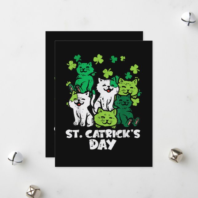 St Patricks Catricks Day Katter Saint Pattys Julkort (Fram/Back In Situ)