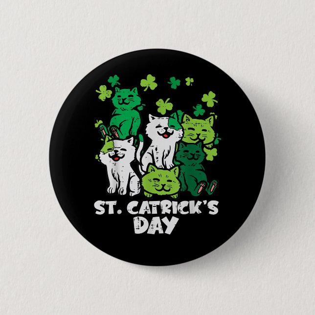 St Patricks Catricks Day Katter Saint Pattys Knapp (Framsida)