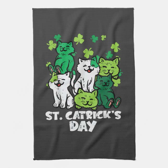 St Patricks Catricks Day Katter Saint Pattys Kökshandduk (Vertikal)