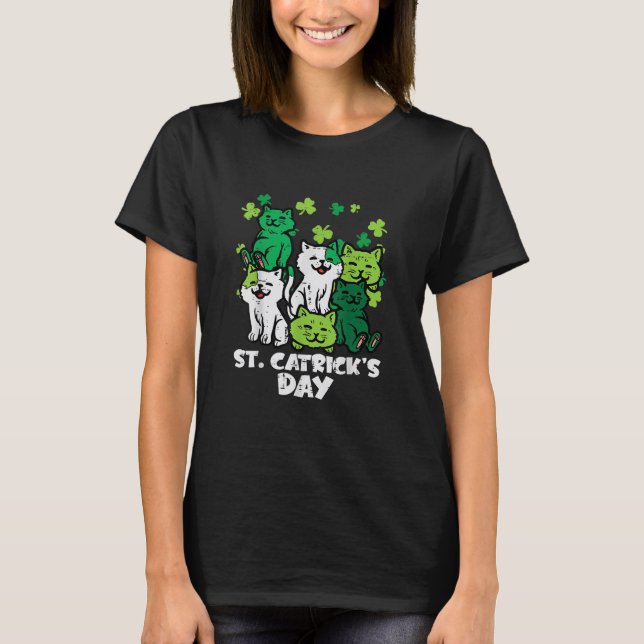 St Patricks Catricks Day Katter Saint Pattys T Shirt (Framsida)