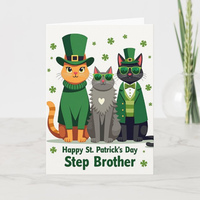 St Patricks Cats Step Brother Card Kort (Framsida)