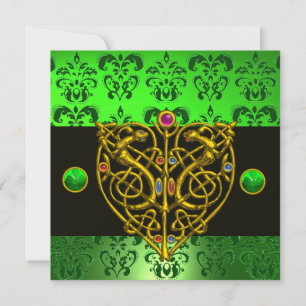ST. PATRICK'S CELTISKA HJÄRTA Grönt damastk » Inbjudningar