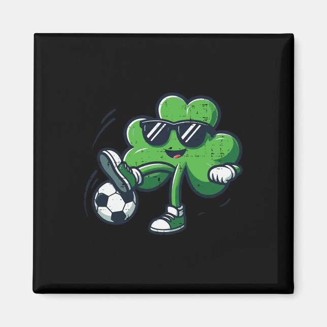 St Patricks Clover Fotboll Saint Pattys Fotboll Bo Magnet (Framsidan)
