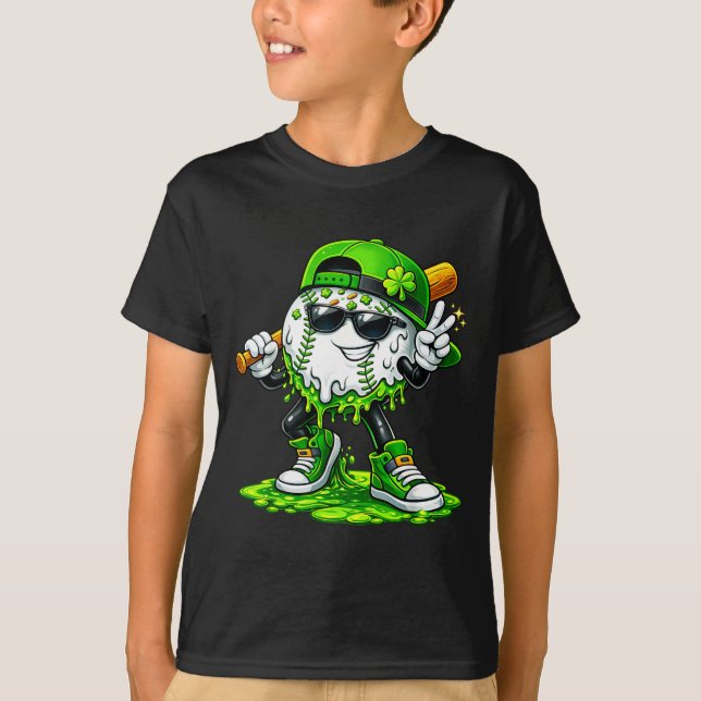 St patricks dag baseball glassis dropp för ungdom t shirt (Framsida)